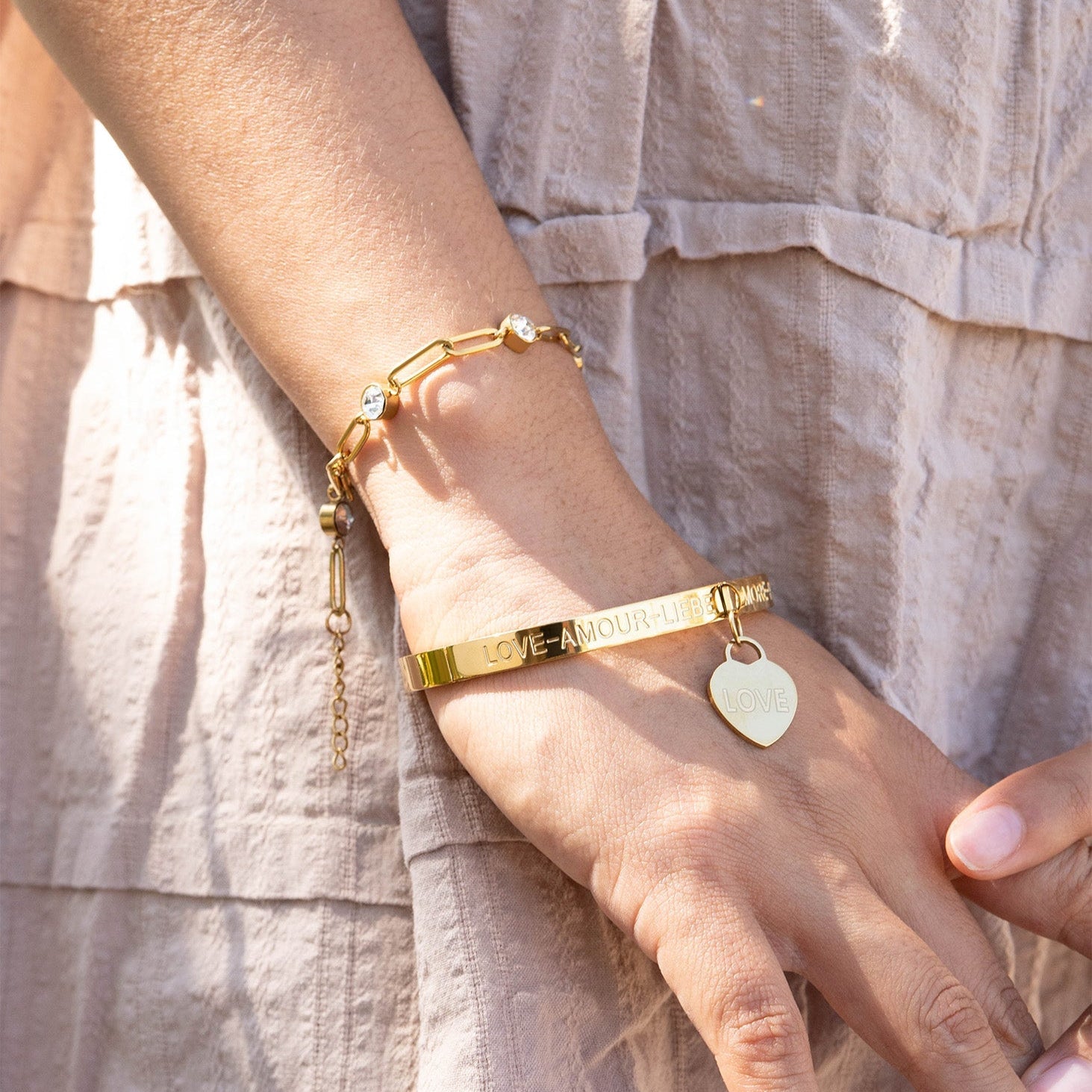 Crystal Stone Station Paperclip Chain Bracelet