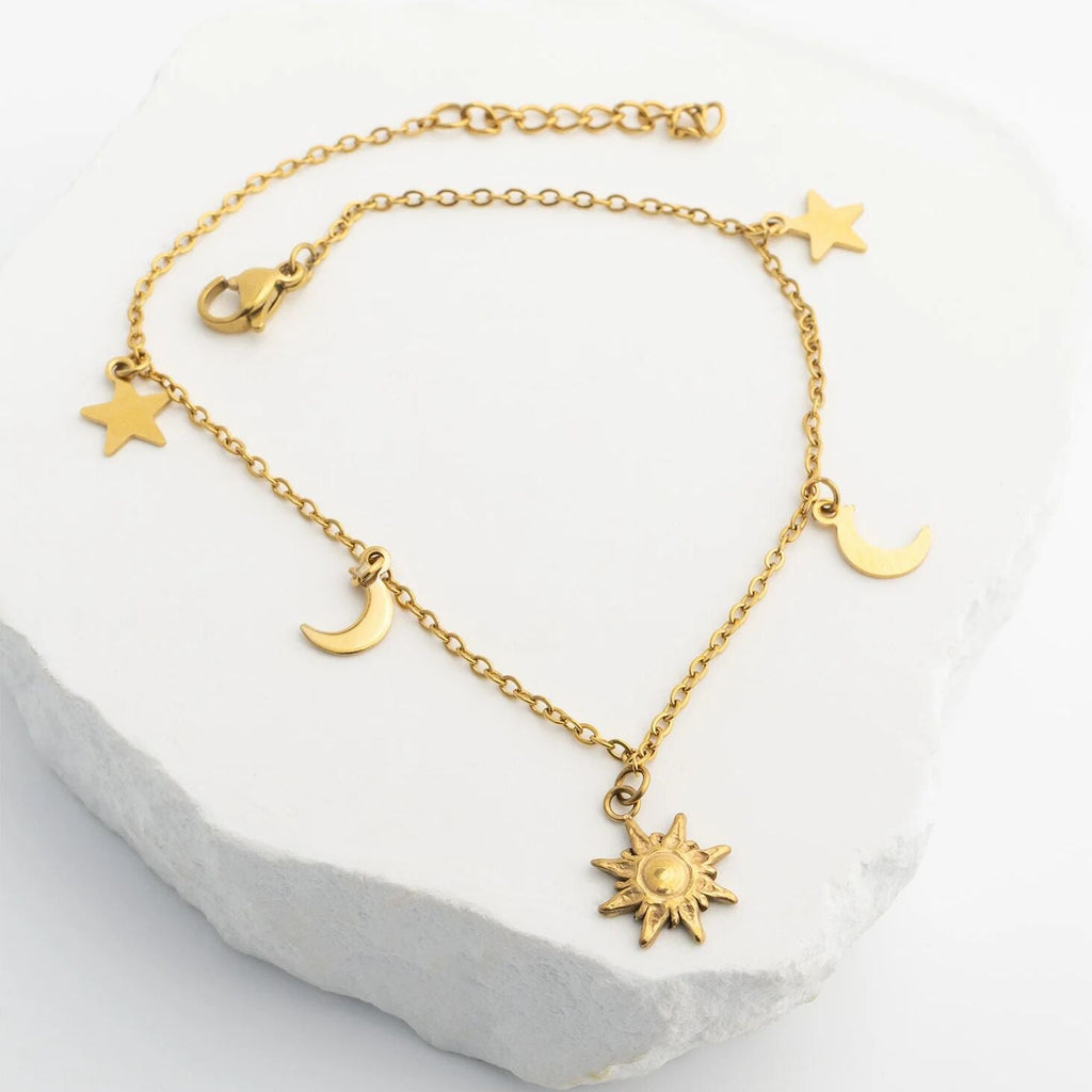Moon and Star Charms Anklet
