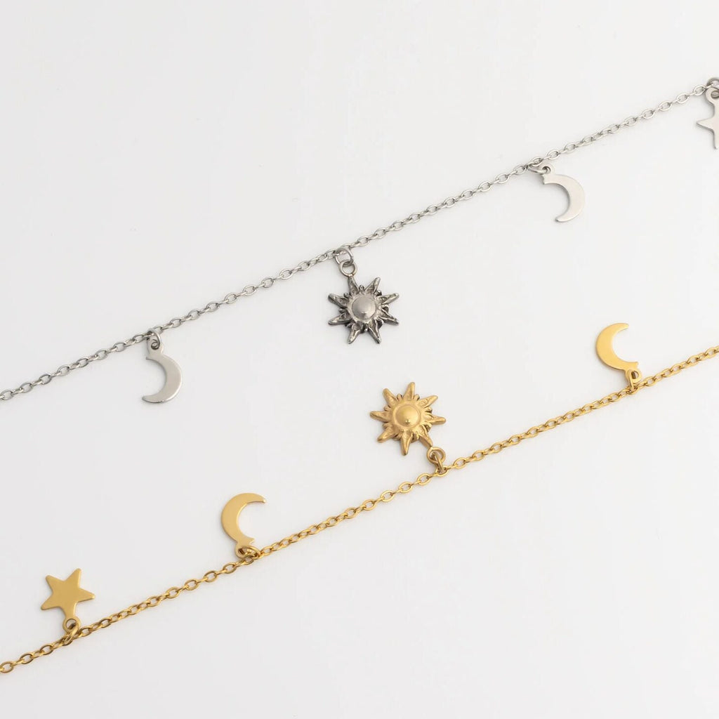 Moon and Star Charms Anklet