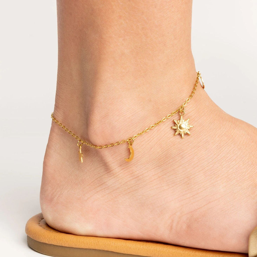 Moon and Star Charms Anklet