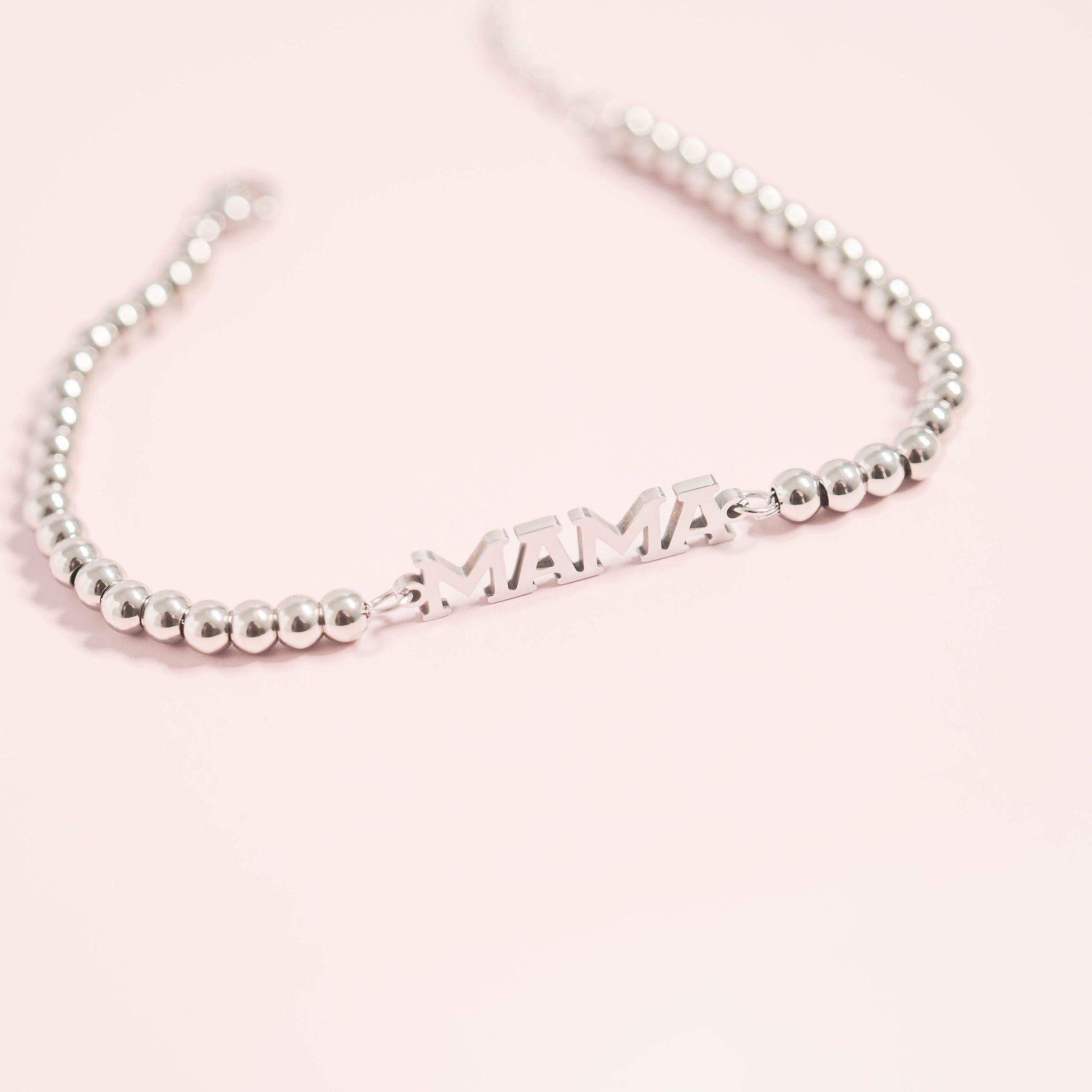 18K Gold PVD Stainless Steel Mama Beaded Bracelet