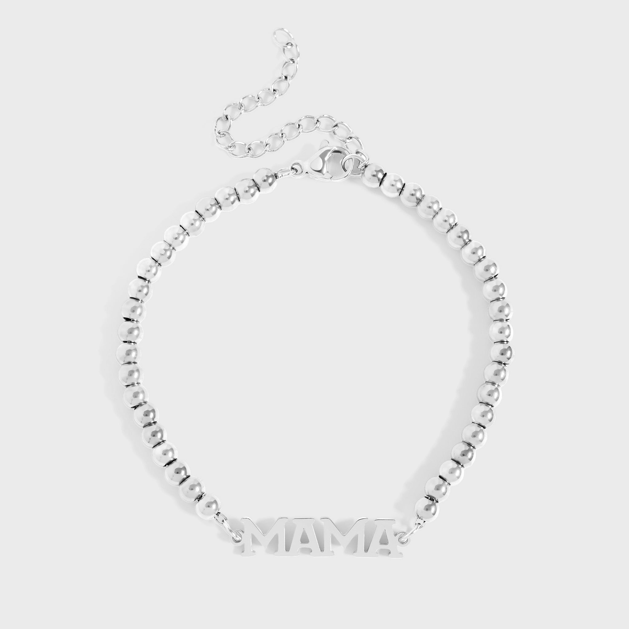 18K Gold PVD Stainless Steel Mama Beaded Bracelet