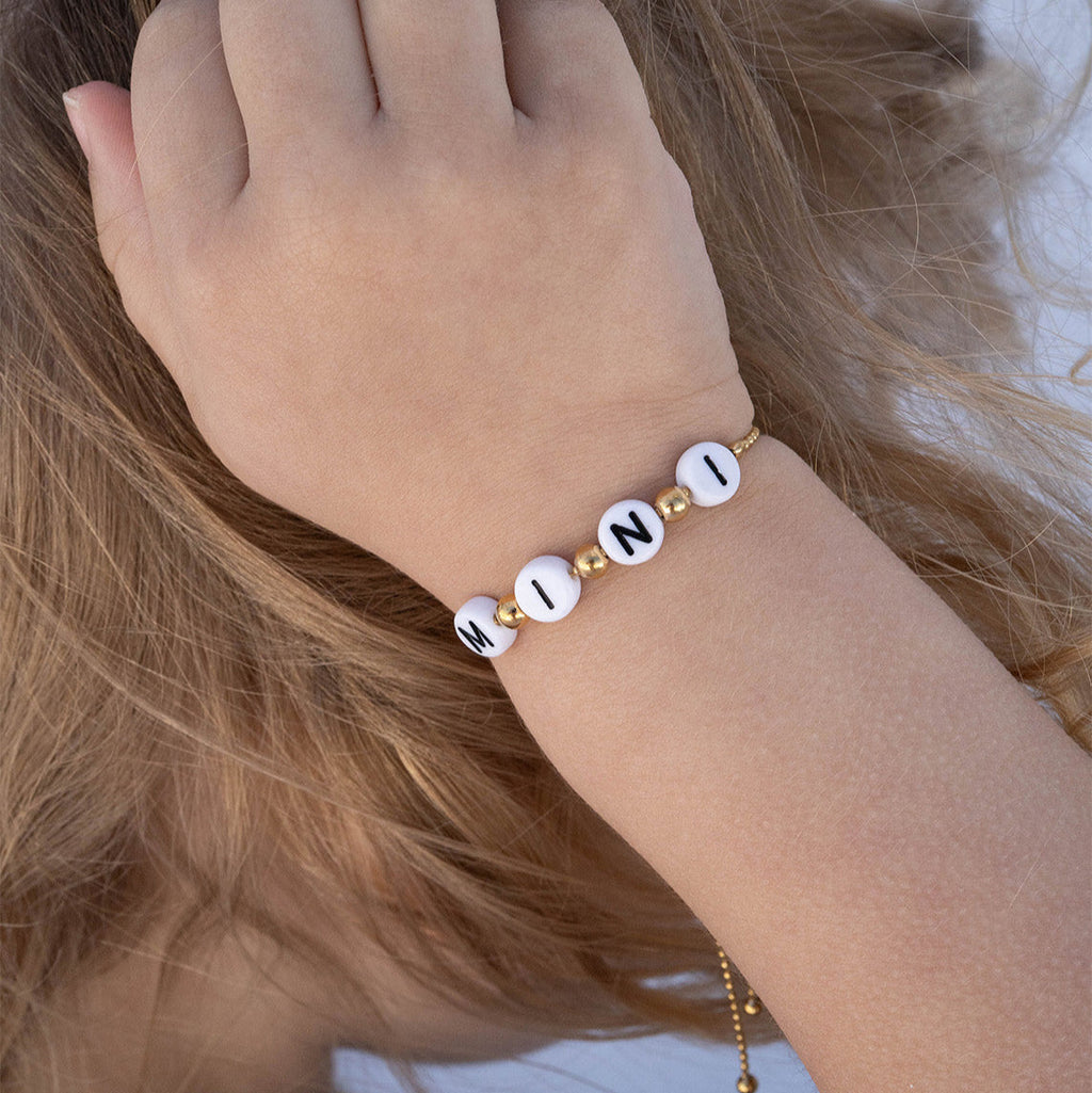 18K Gold PVD Stainless Steel "Mini" Adjustable Beaded Bracelet