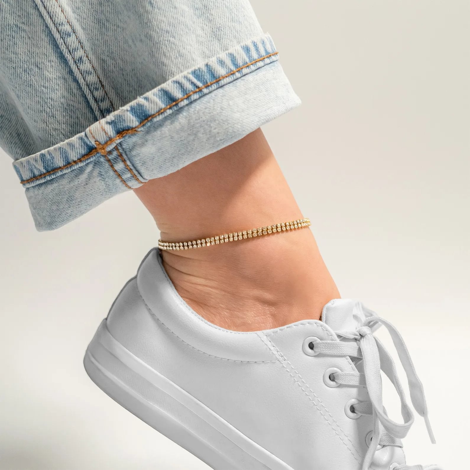Double Row Rhinestone Anklet