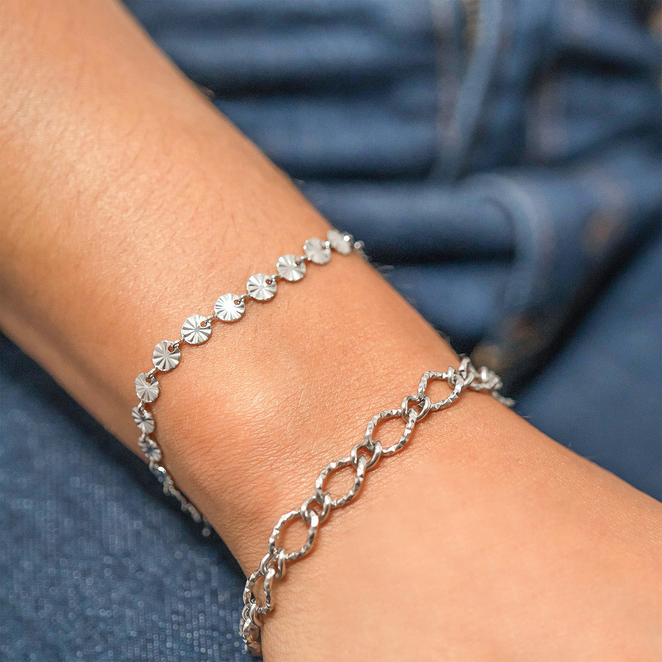 Silver Sunburst Chain Bracelet