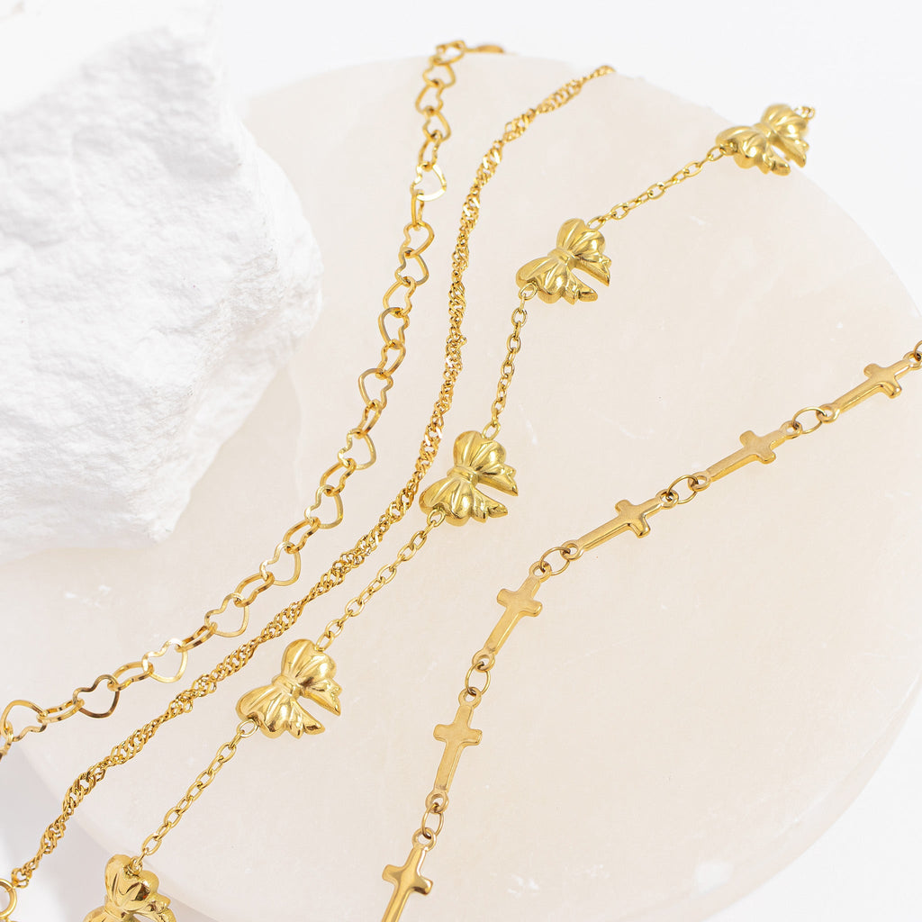 Gold Bow Station Bracelet