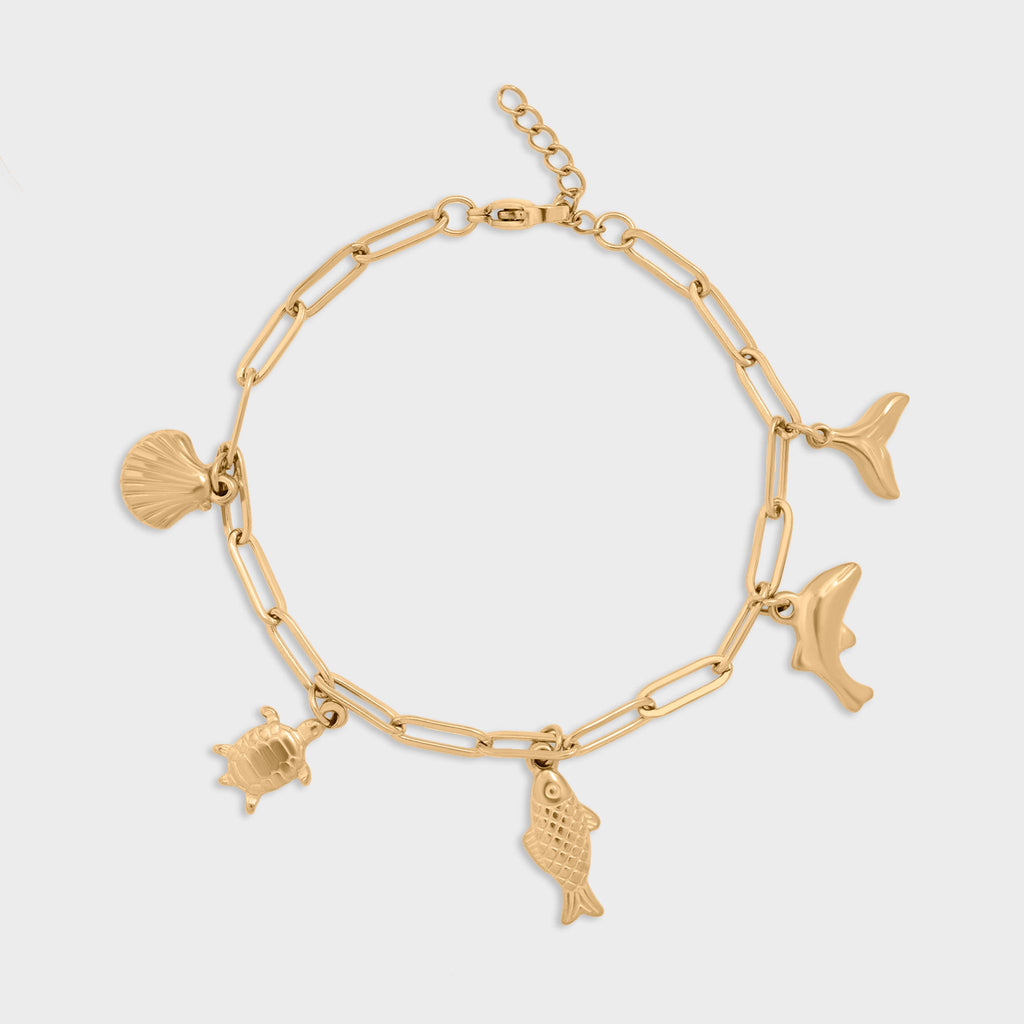 Gold Sea Vacation Charm Bracelet