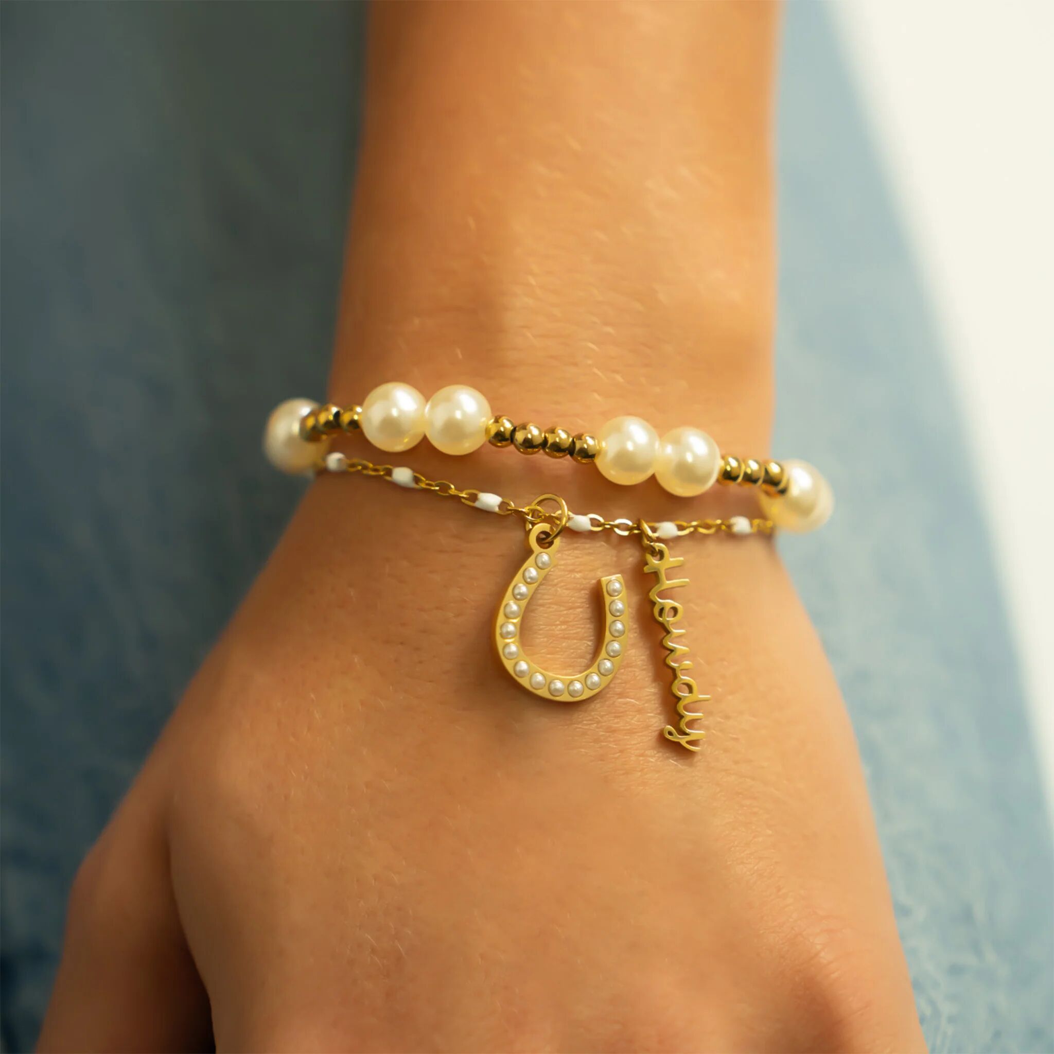 Double Satellite Pearl Beaded Bracelet