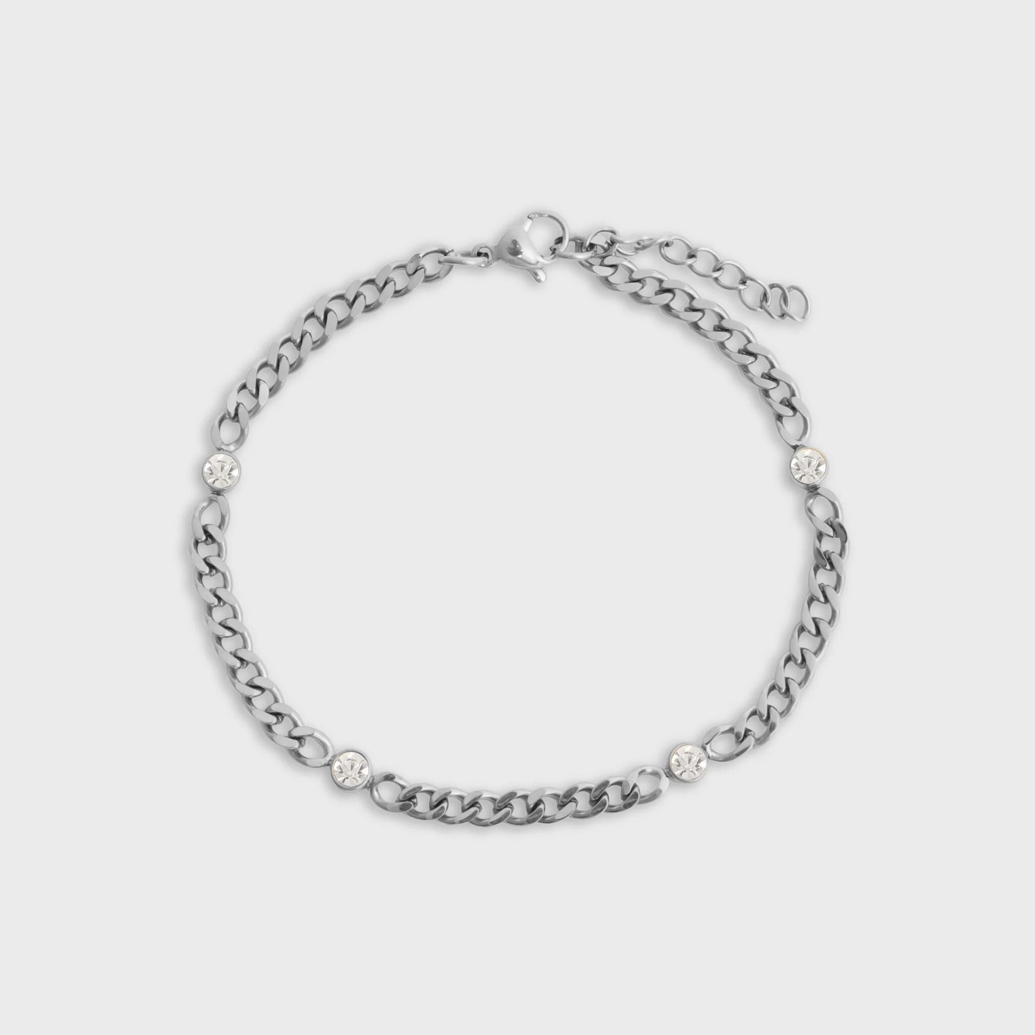 Stainless Steel Station Birthstone Bracelet