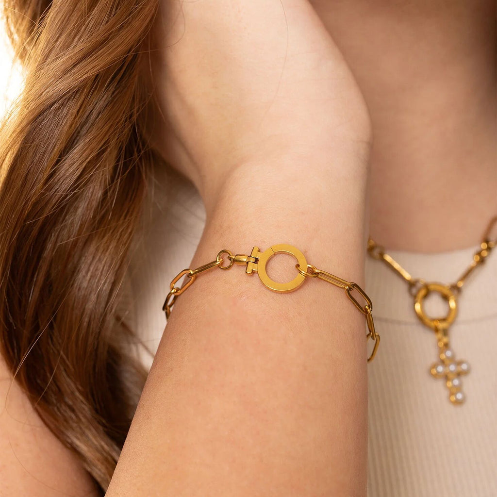 Paperclip Lock Charm Holder Bracelet