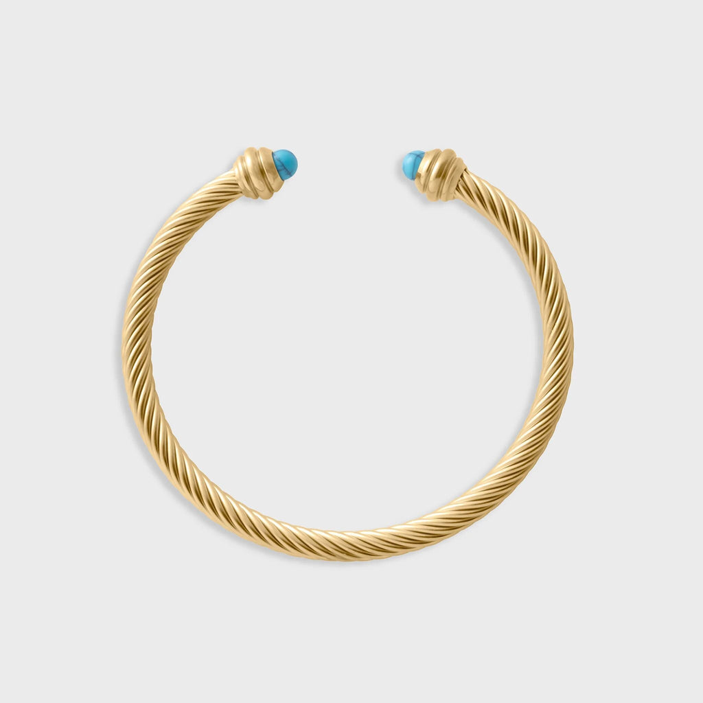 Turquoise Twisted Bangle- gold main 