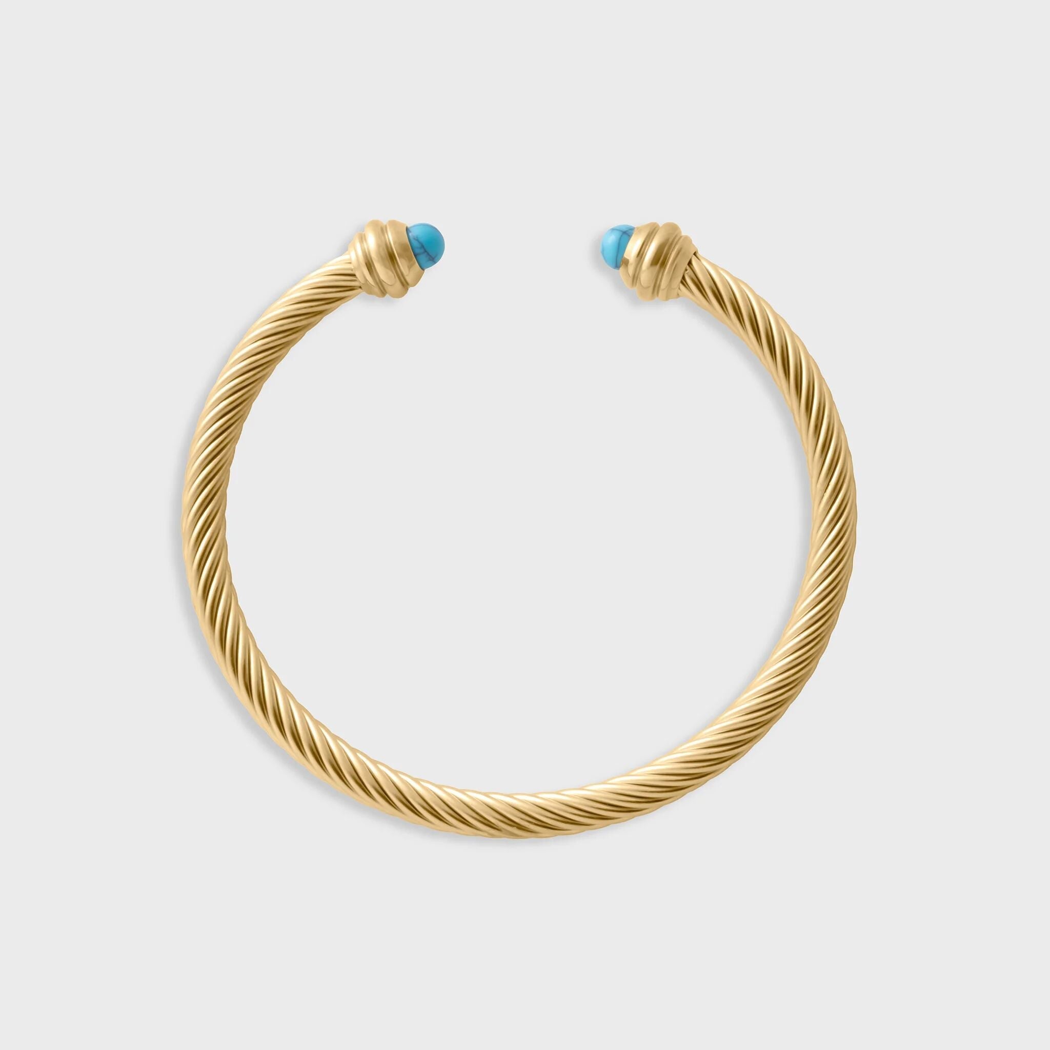 Turquoise Twisted Bangle- gold main 