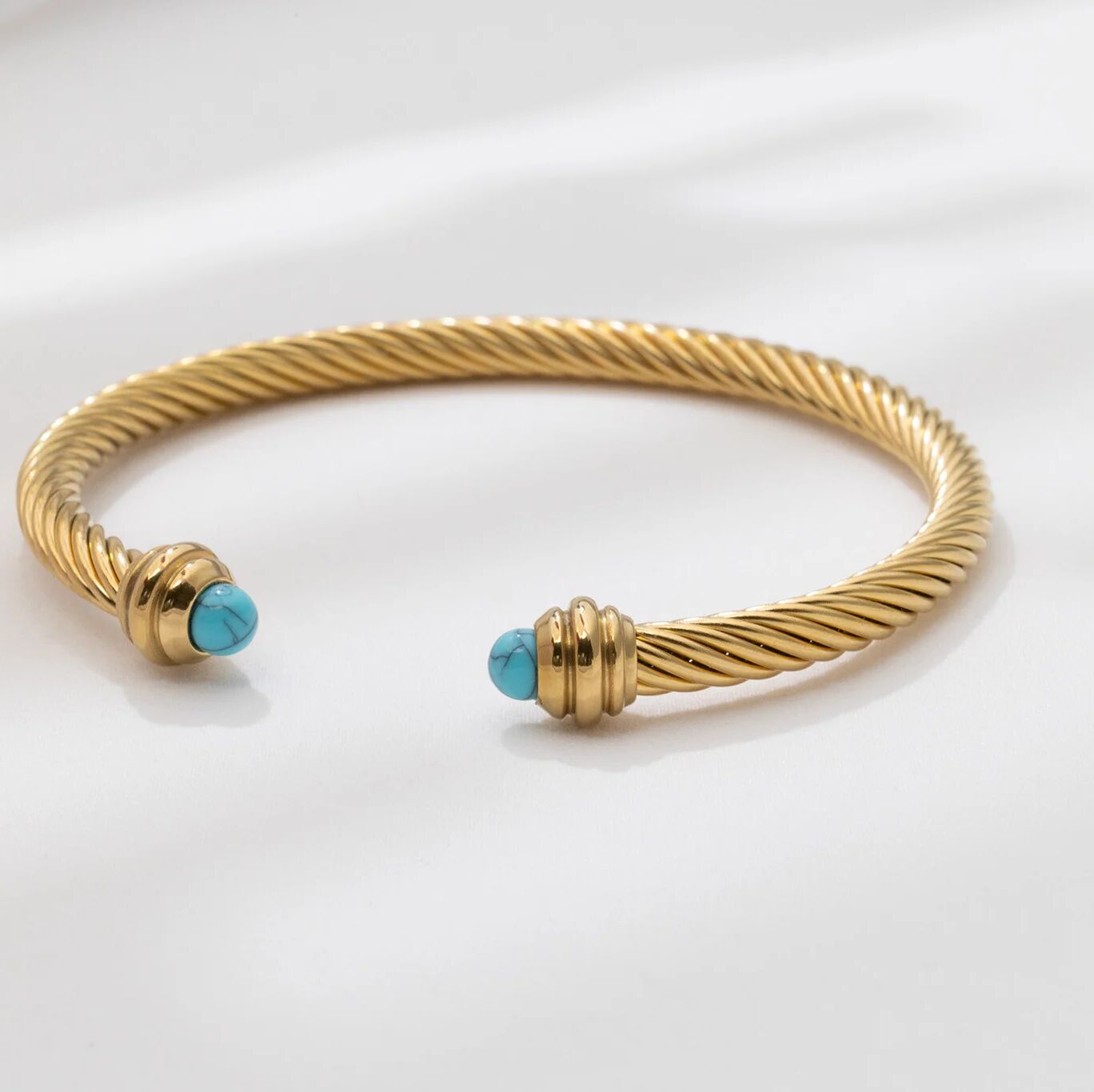 Turquoise Twisted Bangle- gold studio 