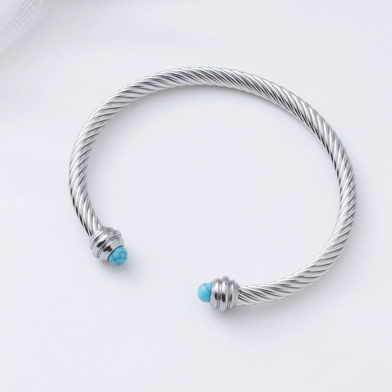 Turquoise Twisted Bangle- silver studio 