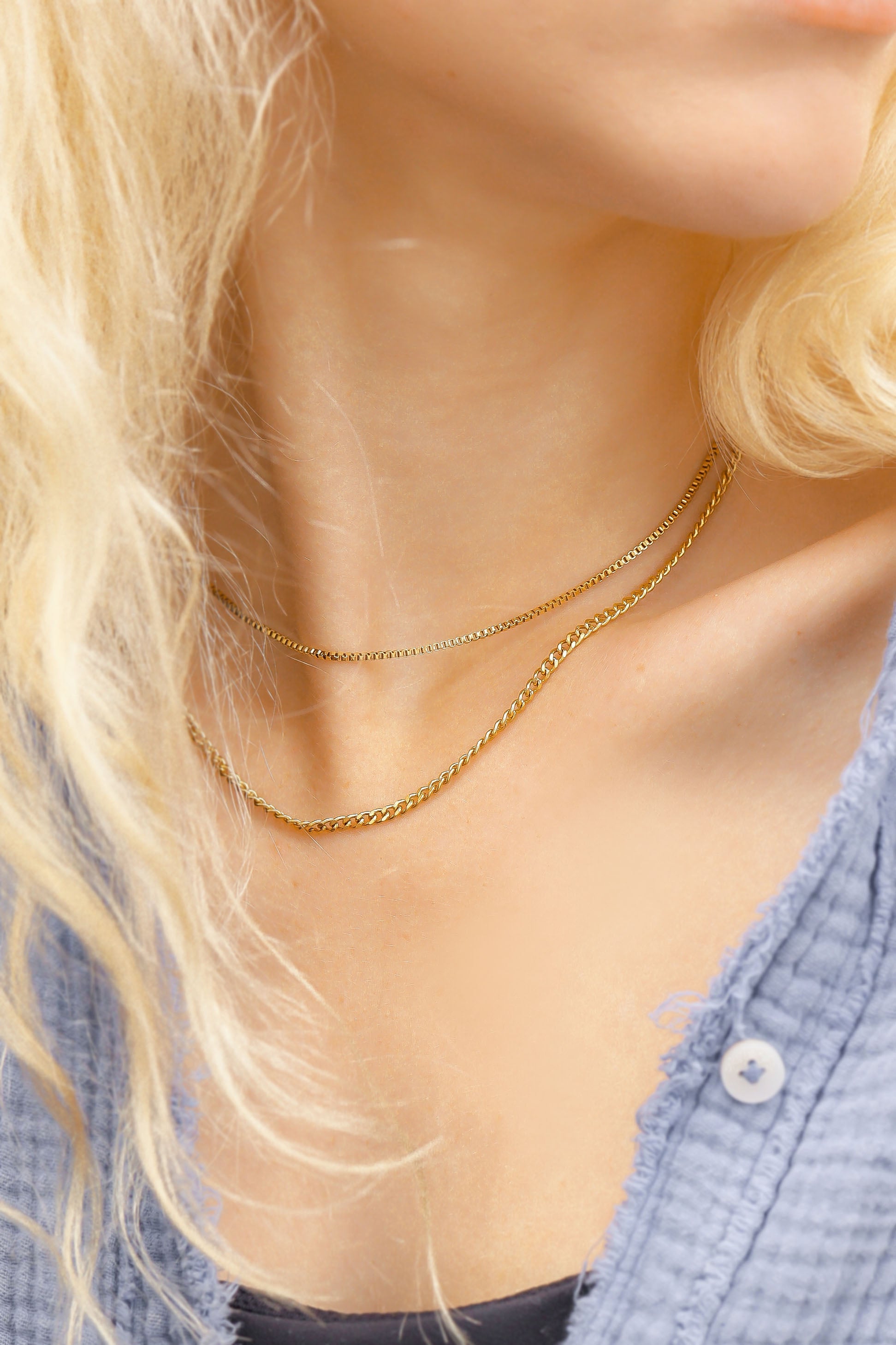 Gold Curb Chain Necklace