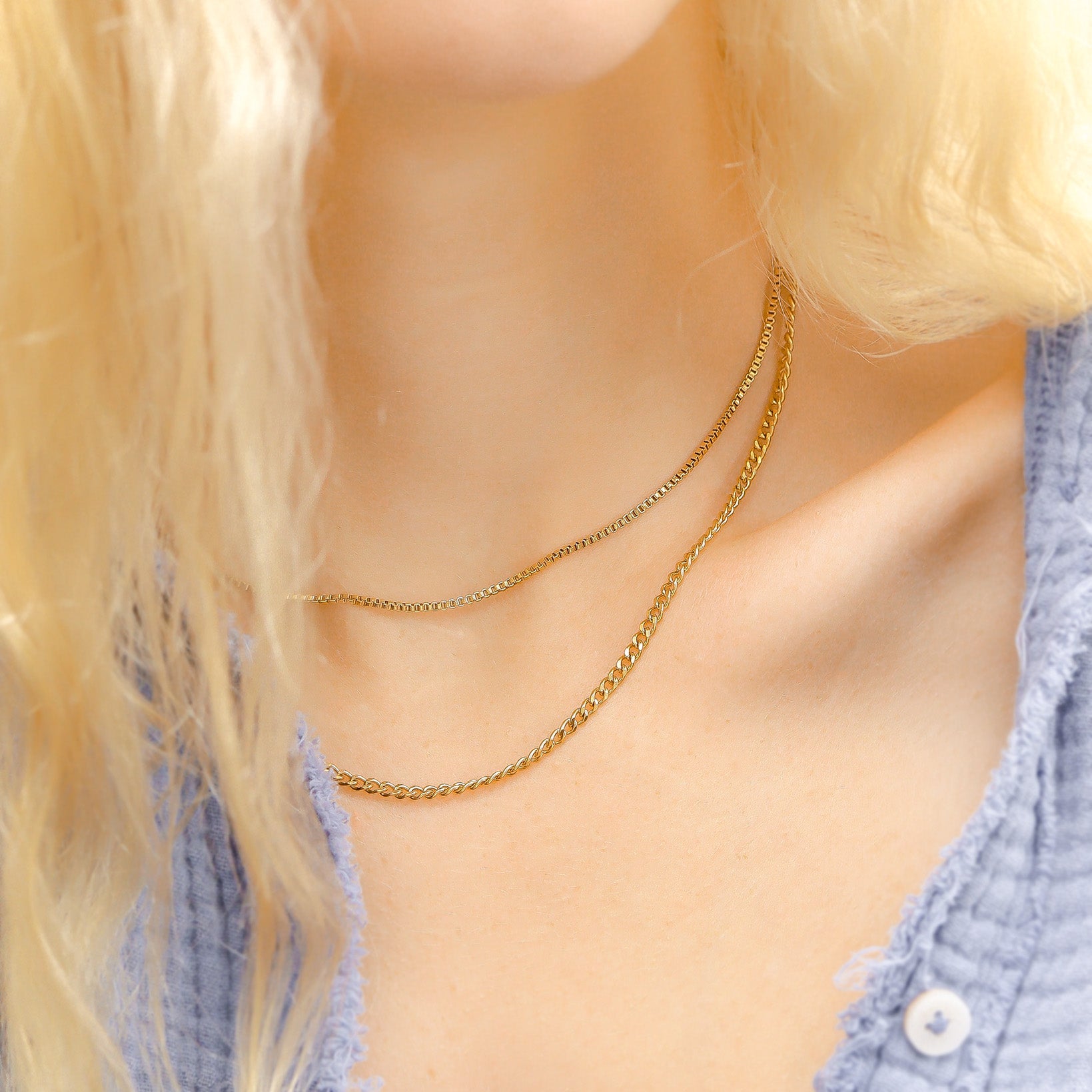 Gold Curb Chain Necklace