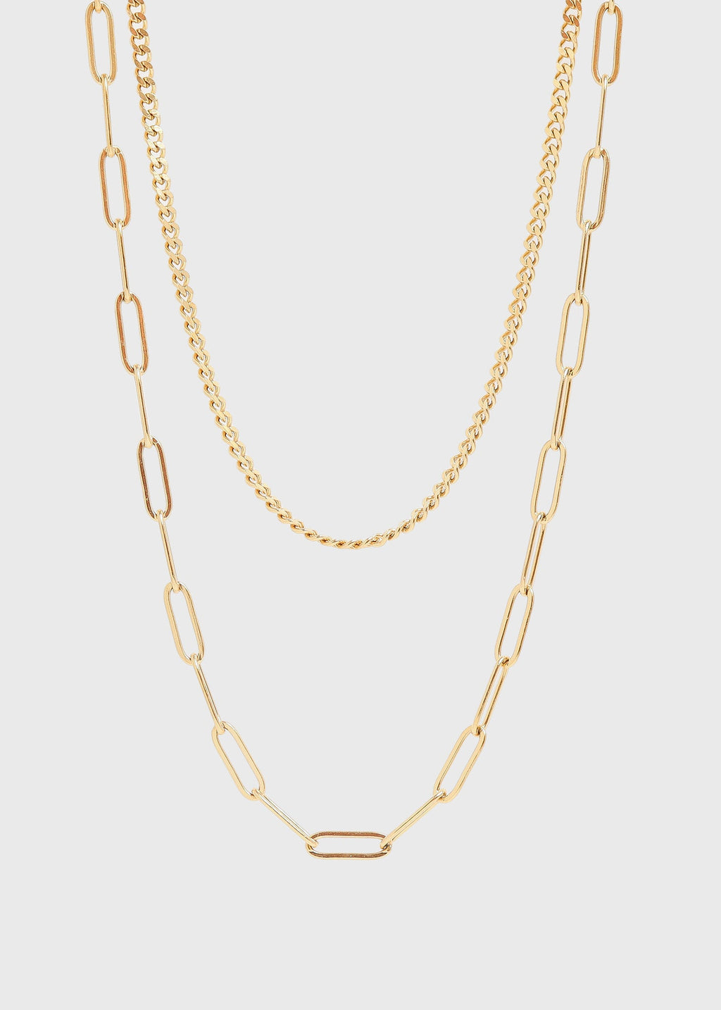 Curb & Paperclip Layered Necklace