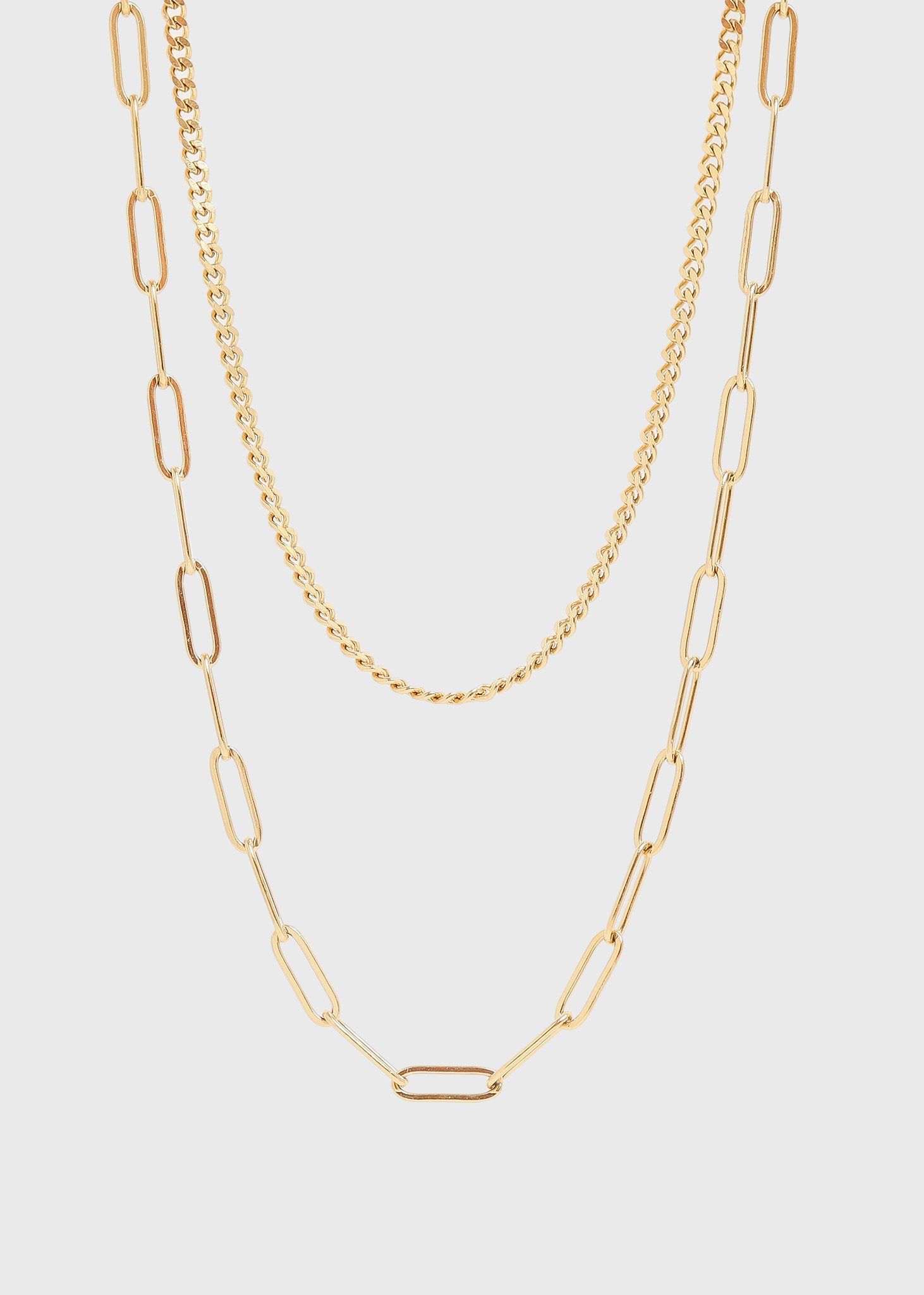 Curb & Paperclip Layered Necklace