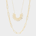 Layered Paperclip & Loop Chain Pendant Necklace