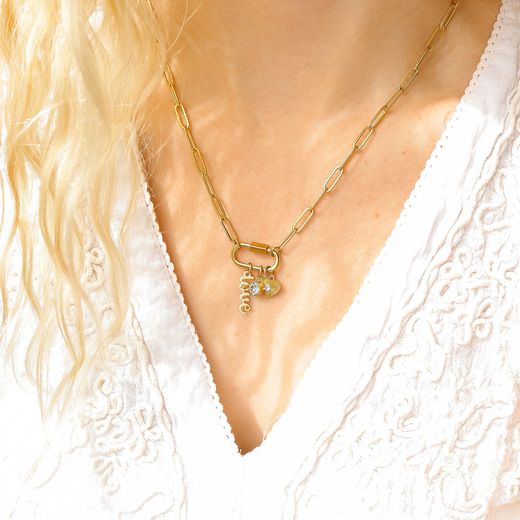 "Love" Paperclip Carabiner Charm Necklace
