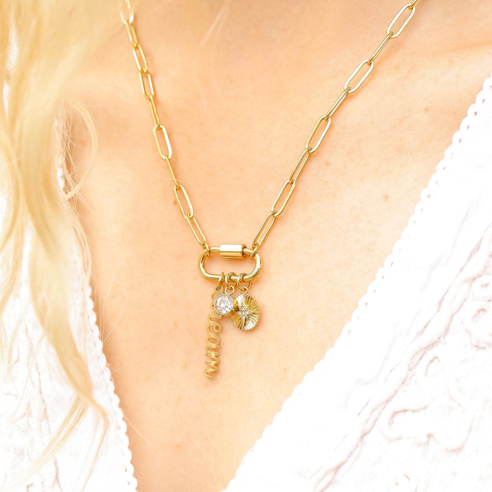 "Dream" Paperclip Carabiner Charm Necklace