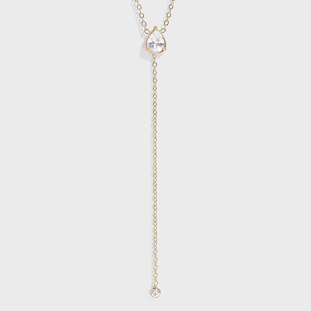 Teardrop CZ Lariat Necklace
