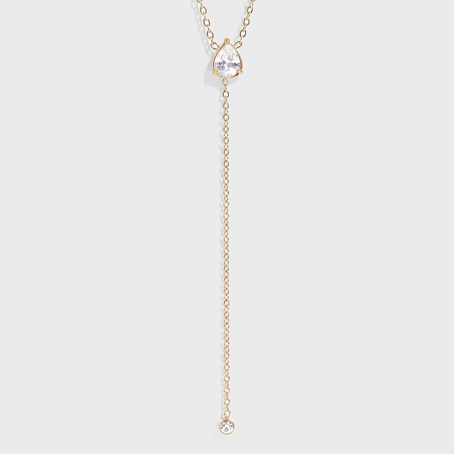 Teardrop CZ Lariat Necklace