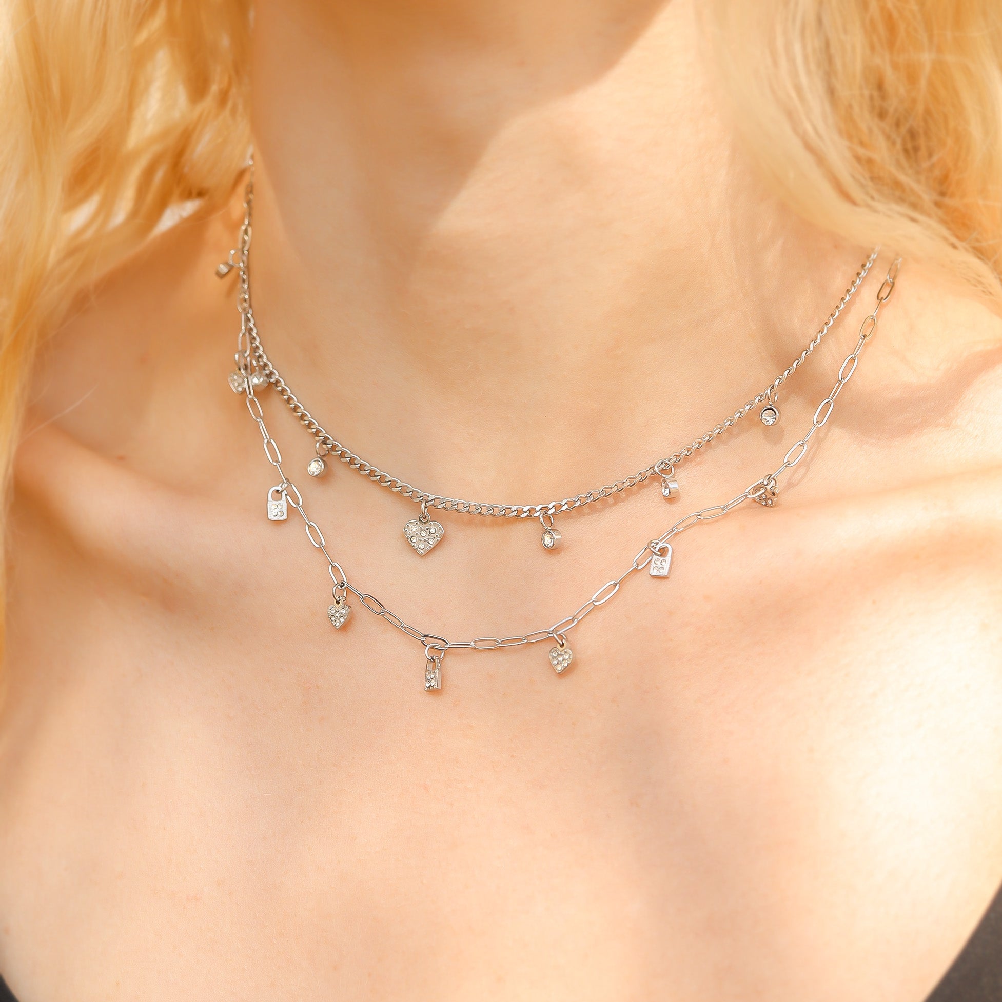 Heart & Lock Charm Necklace