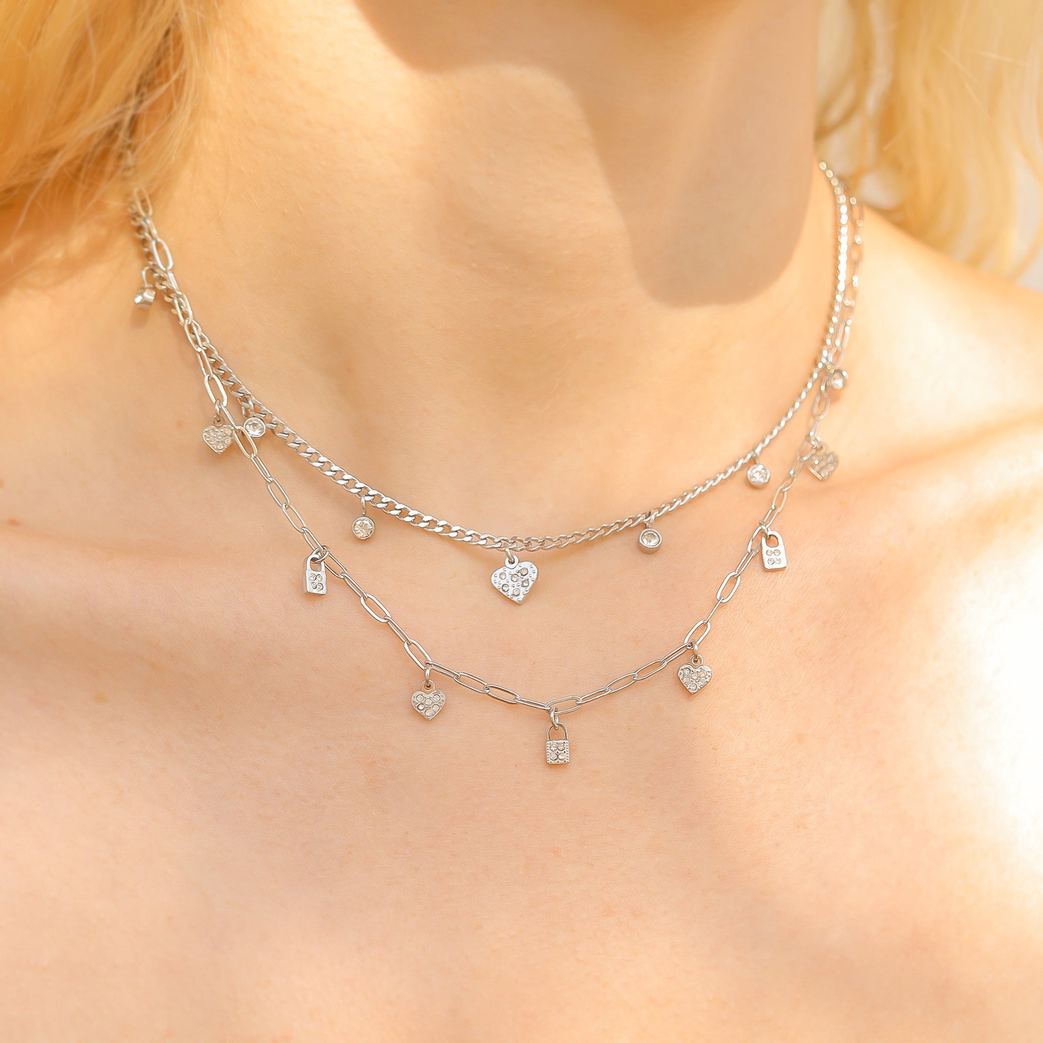 Heart & Lock Charm Necklace