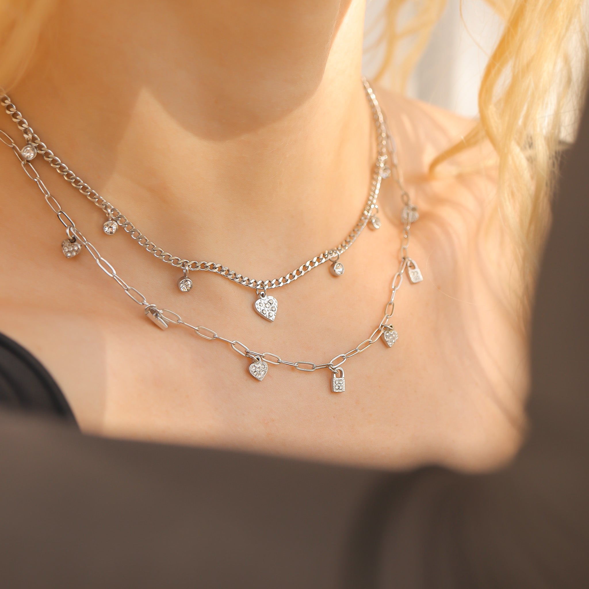 Heart & Lock Charm Necklace