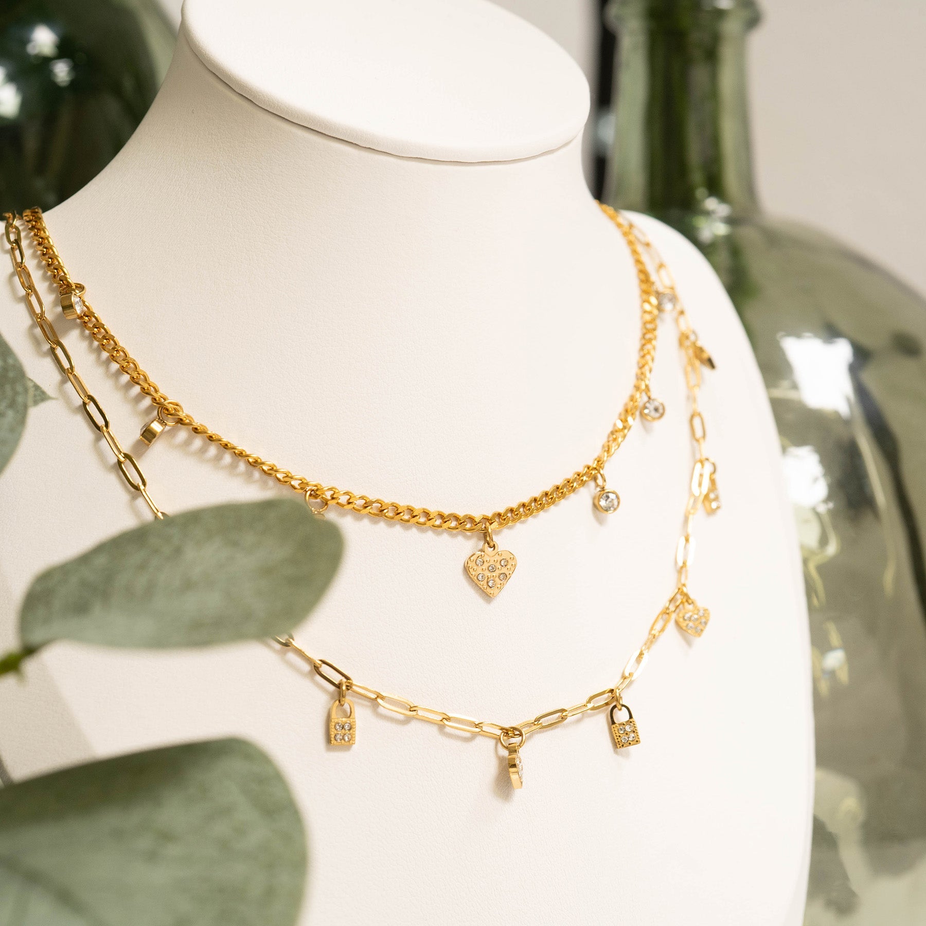 Heart & Lock Charm Necklace