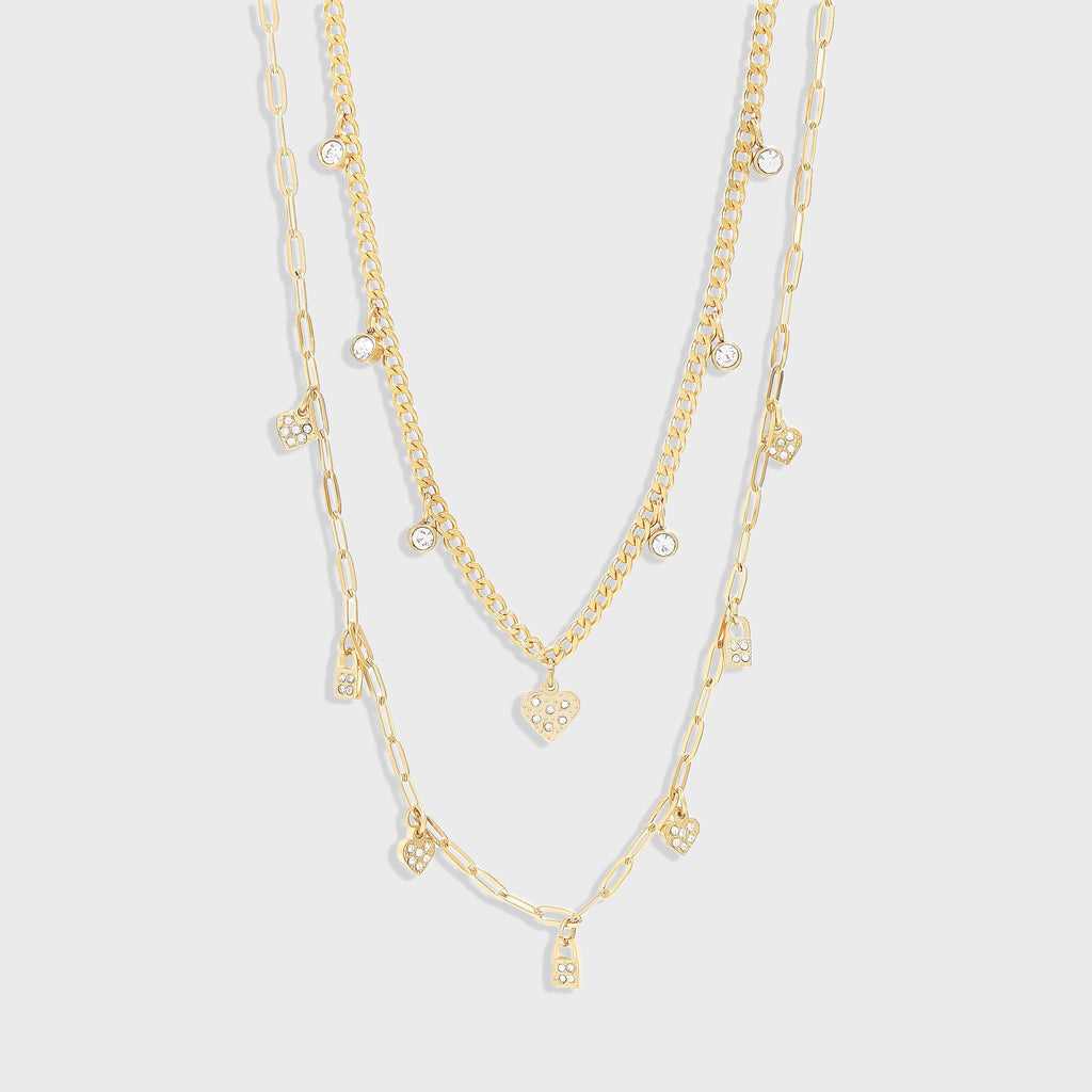 Heart & Lock Charm Necklace
