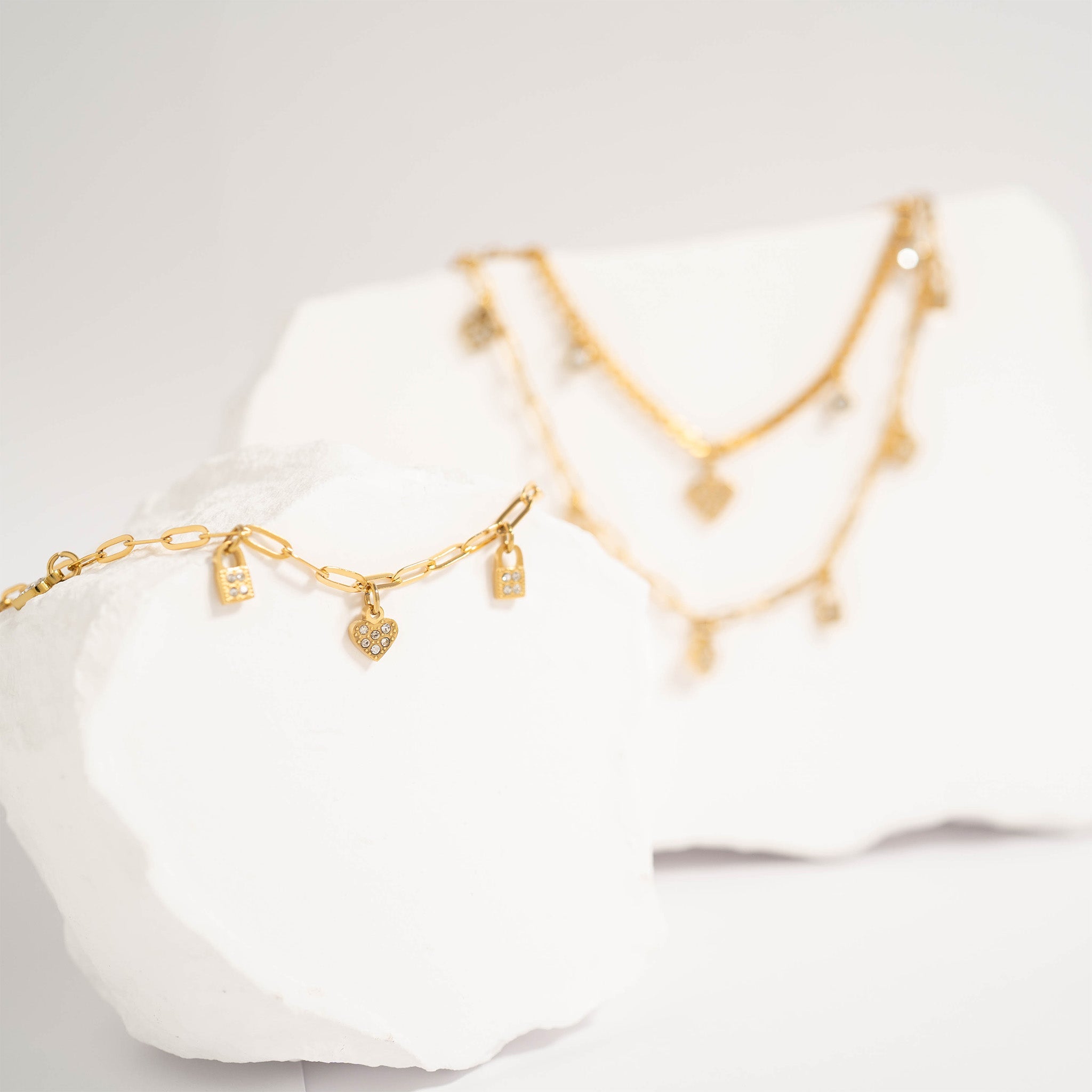 Heart & Lock Charm Bracelet