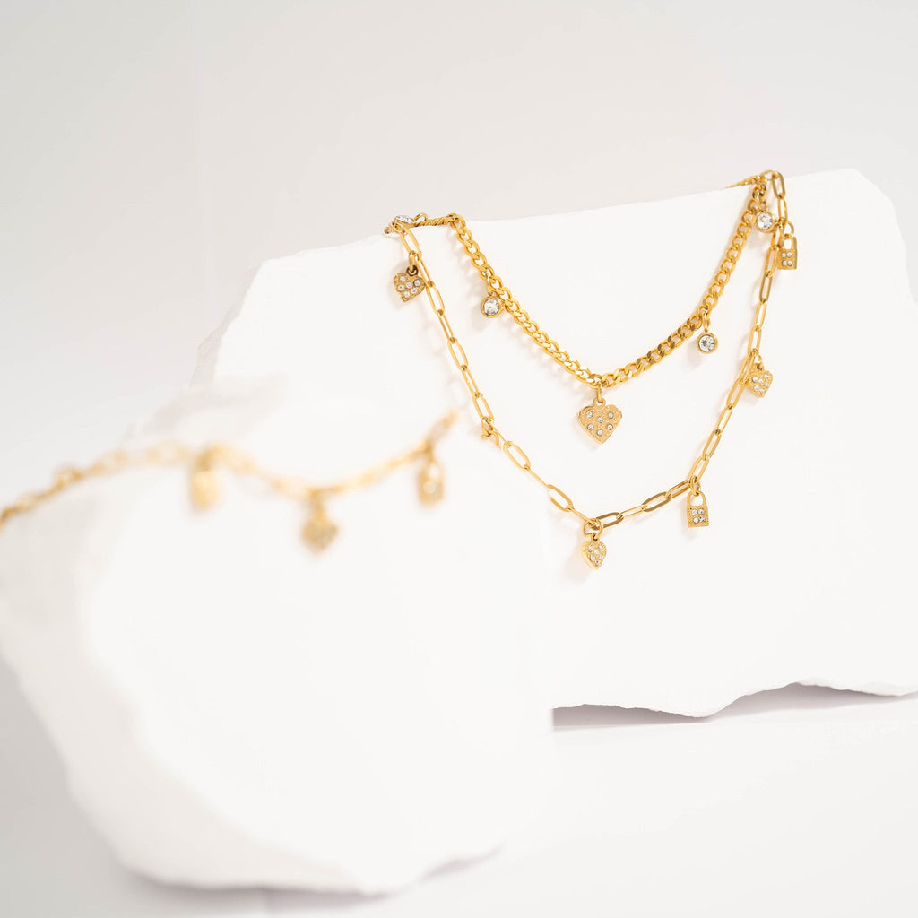 Heart & Lock Charm Necklace