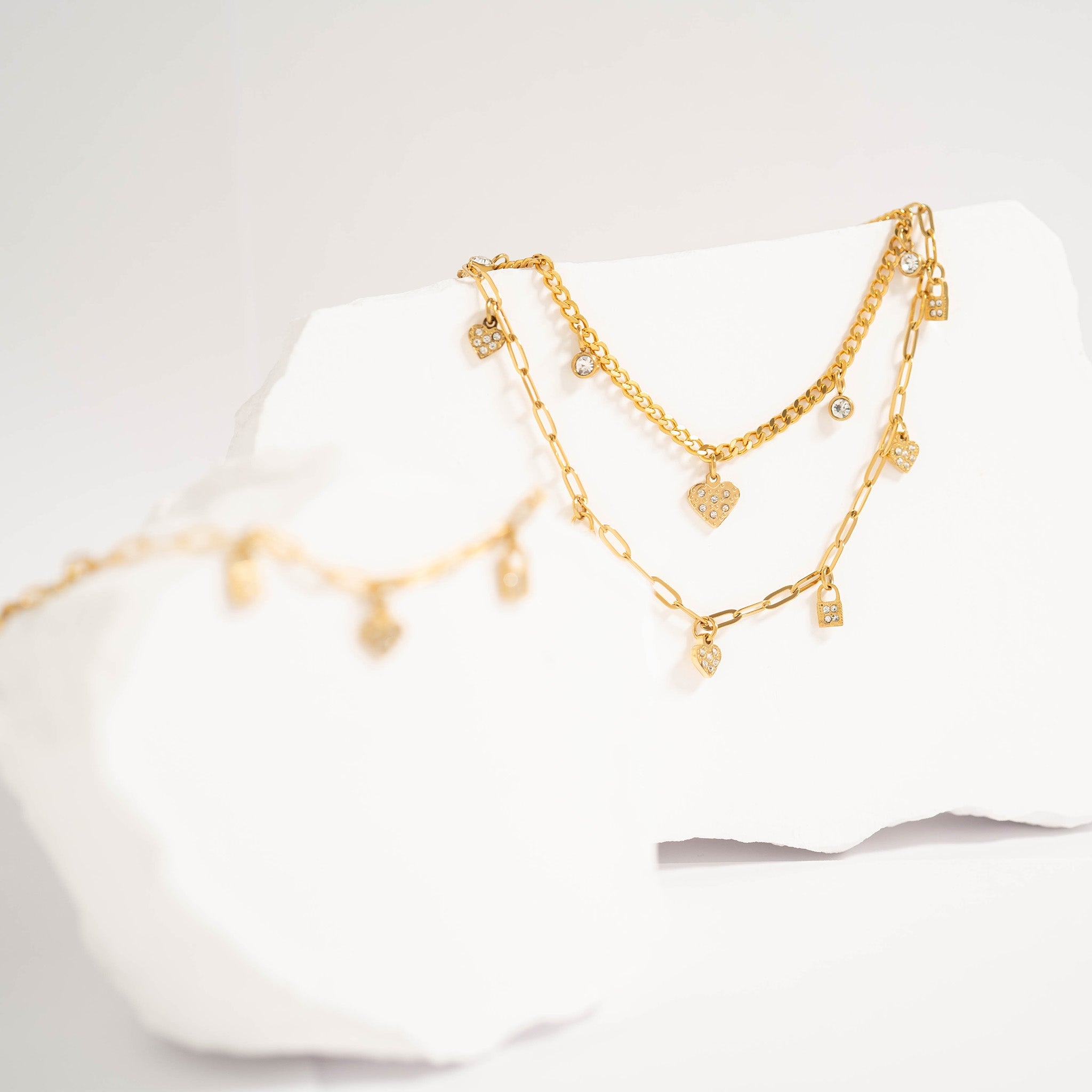 Heart & Lock Charm Necklace