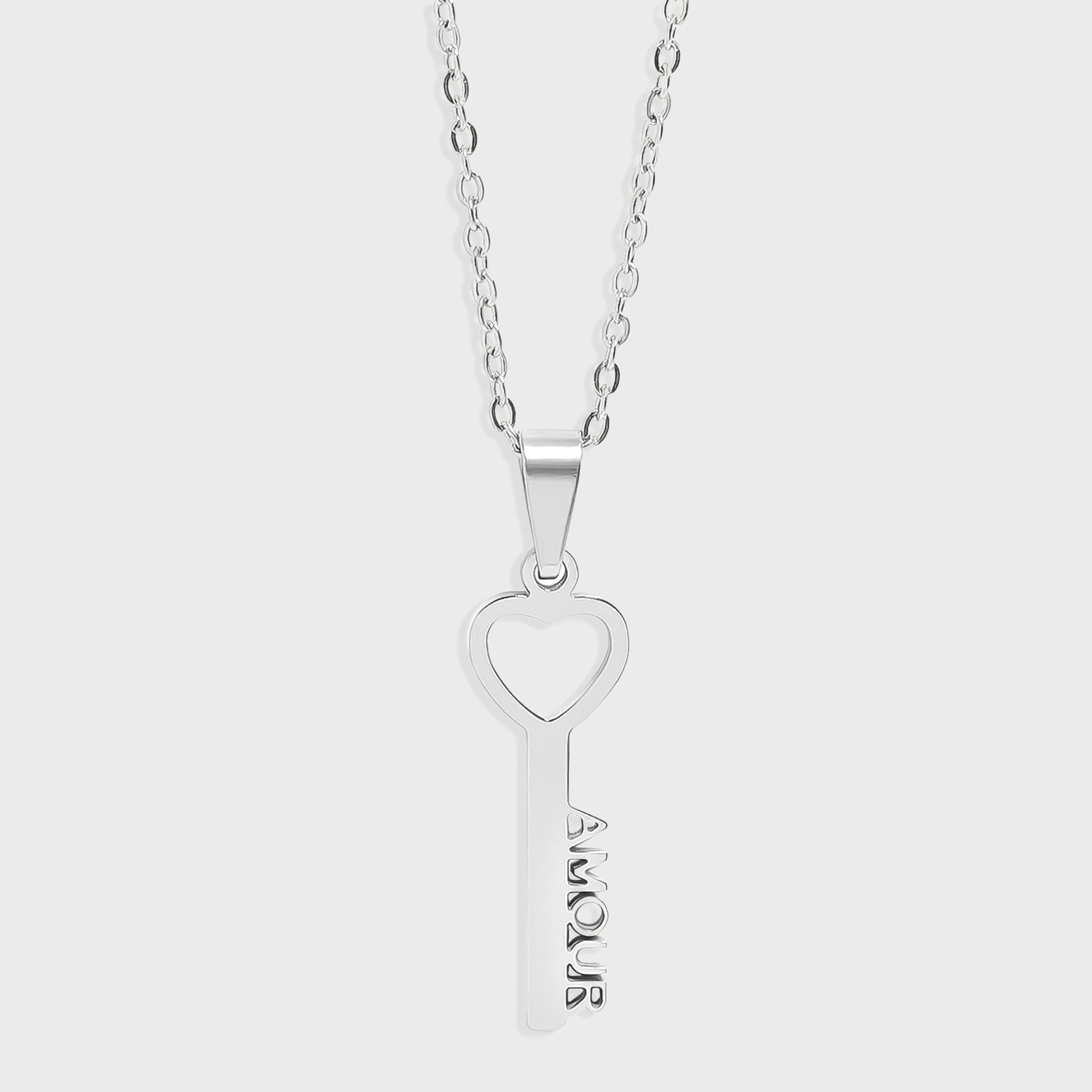 Silver Amour Key Necklace