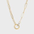 Paperclip cz carabiner charm holder necklace