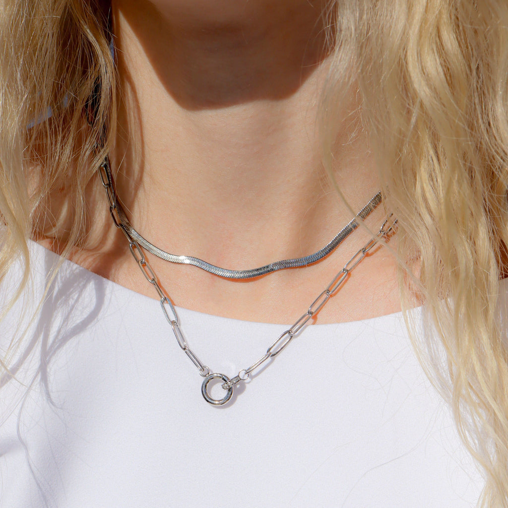 Paperclip Necklace with Rhinestone Carabiner Lifestyle
