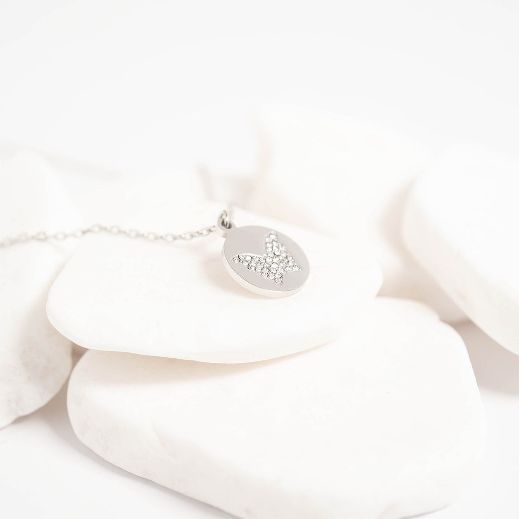 CZ Stone Butterfly Charm Necklace