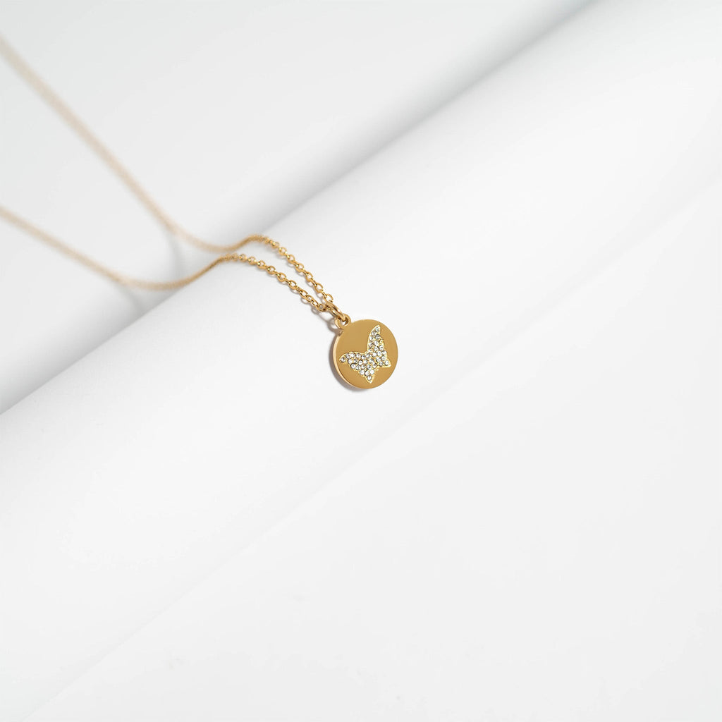 CZ Stone Butterfly Charm Necklace
