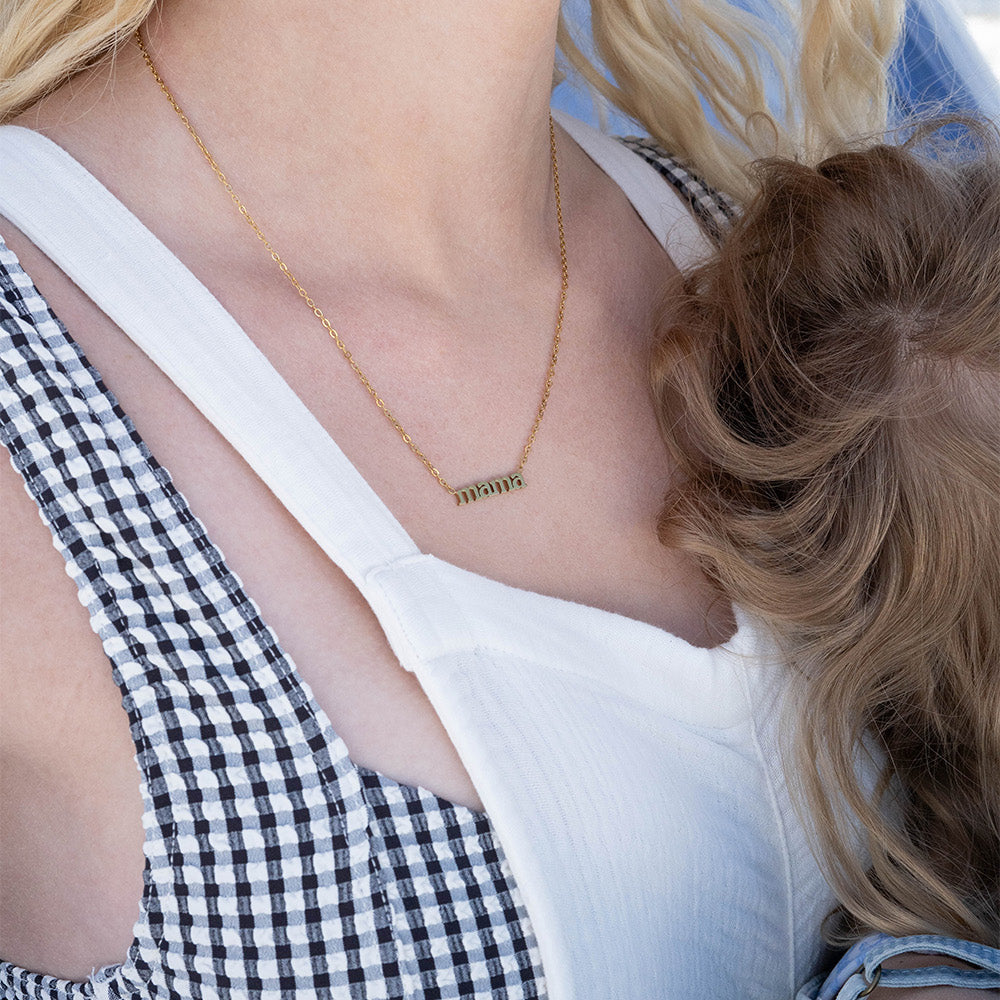 18K Gold PVD Stainless Steel Mama Necklace