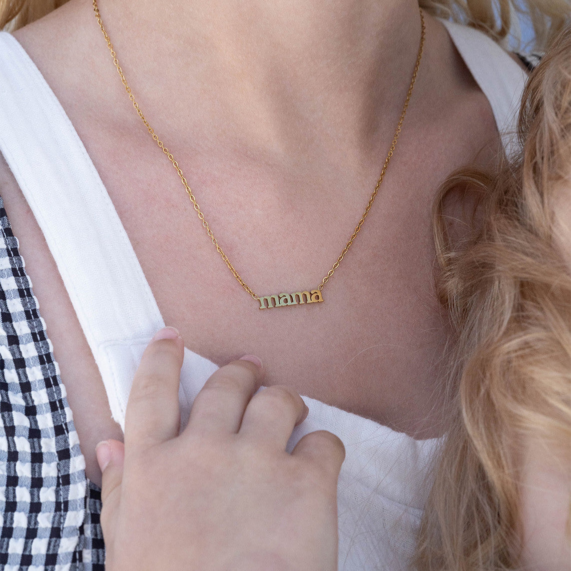 18K Gold PVD Stainless Steel Mama Necklace