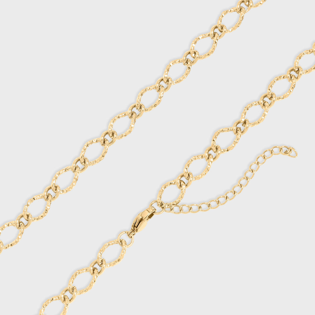 Hammered Oval Chain Necklace
