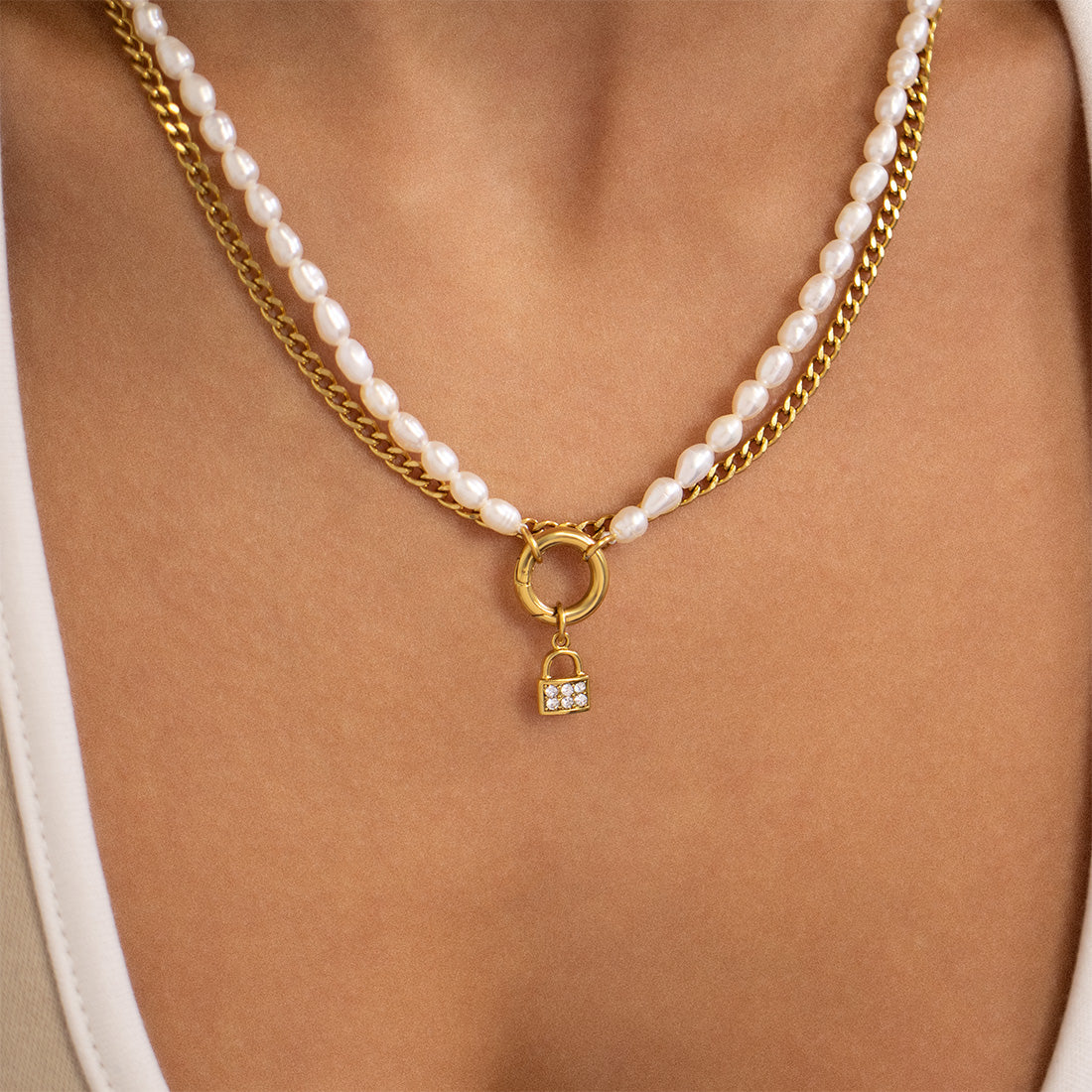 Freshwater Pearl Charm Holder Necklace