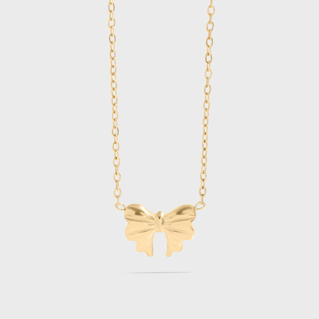 Gold Bow Pendant Necklace 