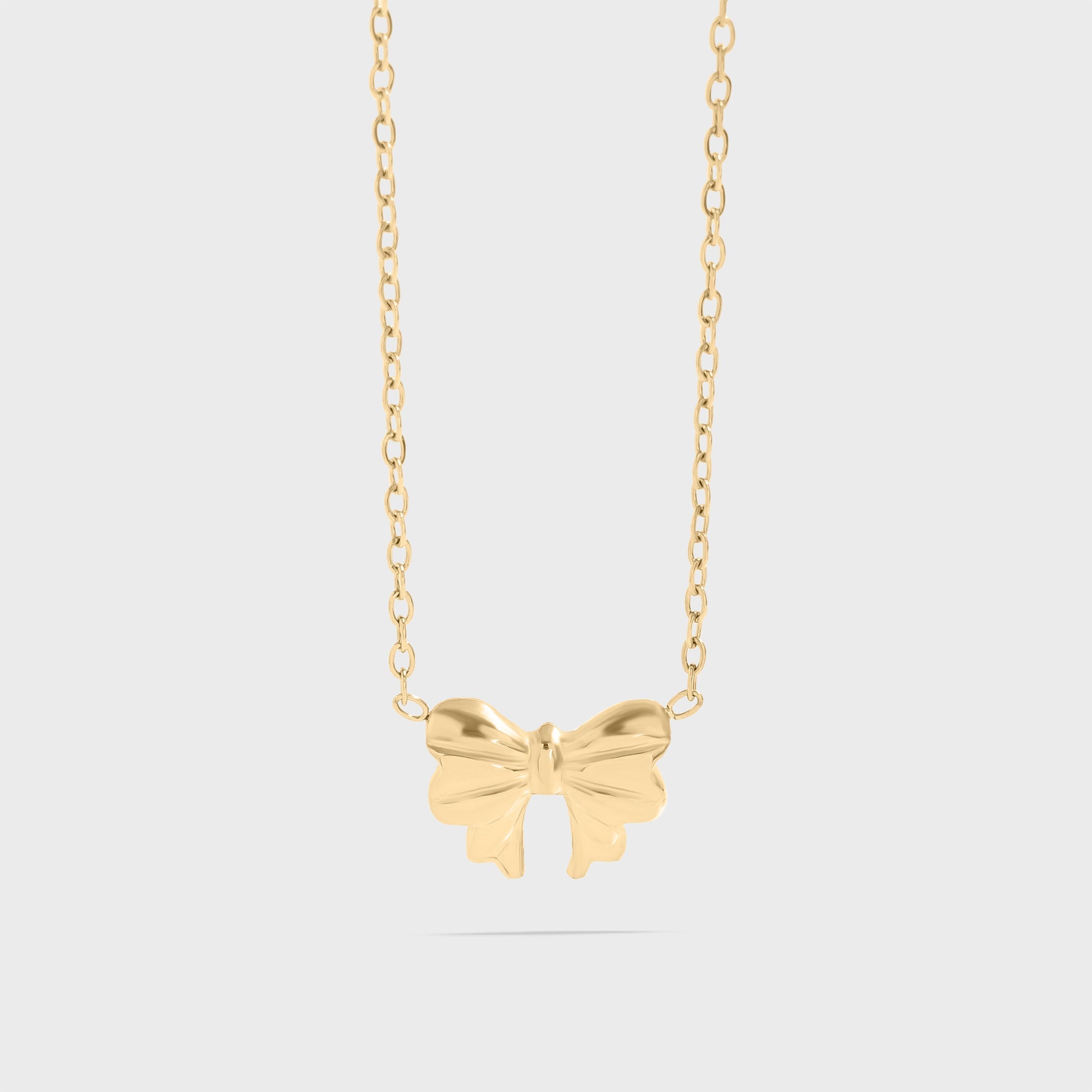 Gold Bow Pendant Necklace 