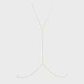 Gold Full Body Lip Chain on a light beige background