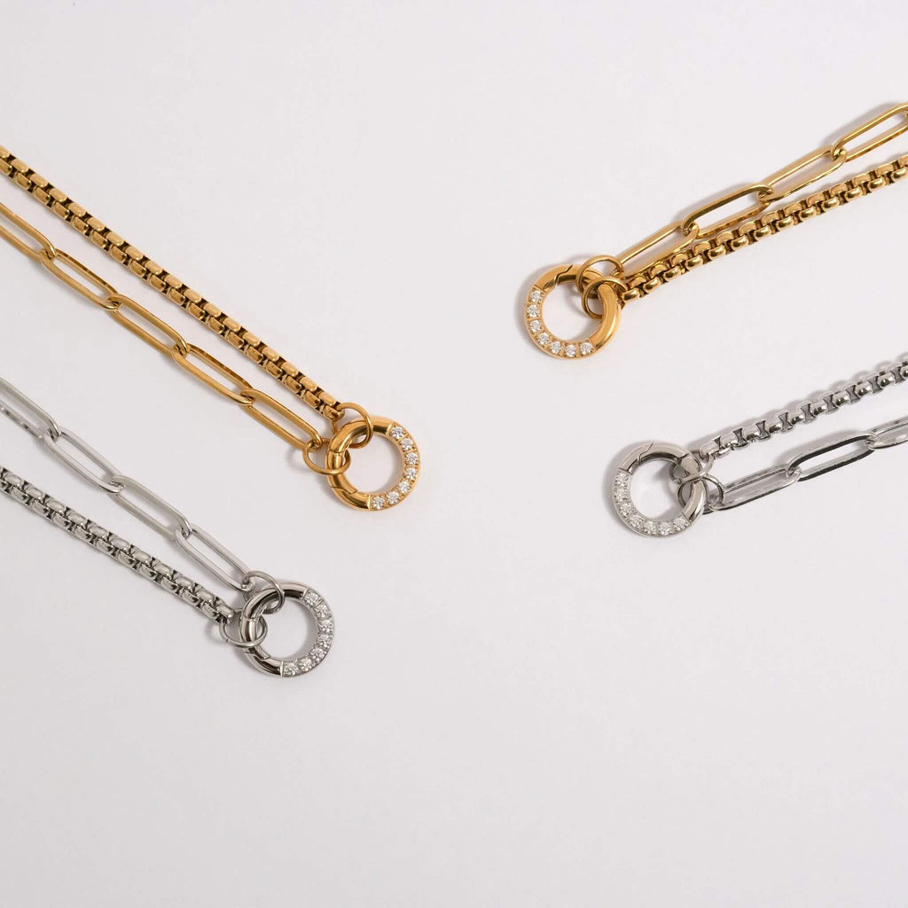 Split Chain with Stone Charm Holder