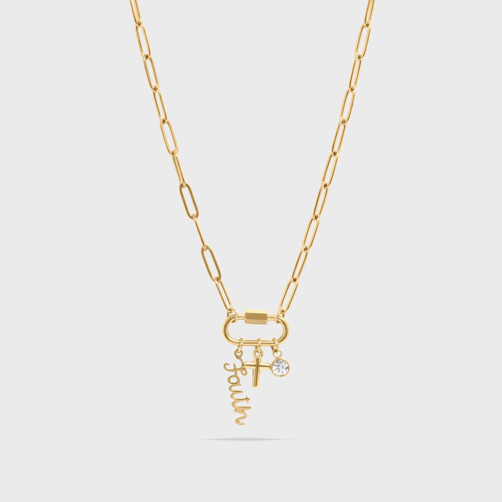 "Cross" Paperclip Carabiner Charm Necklace