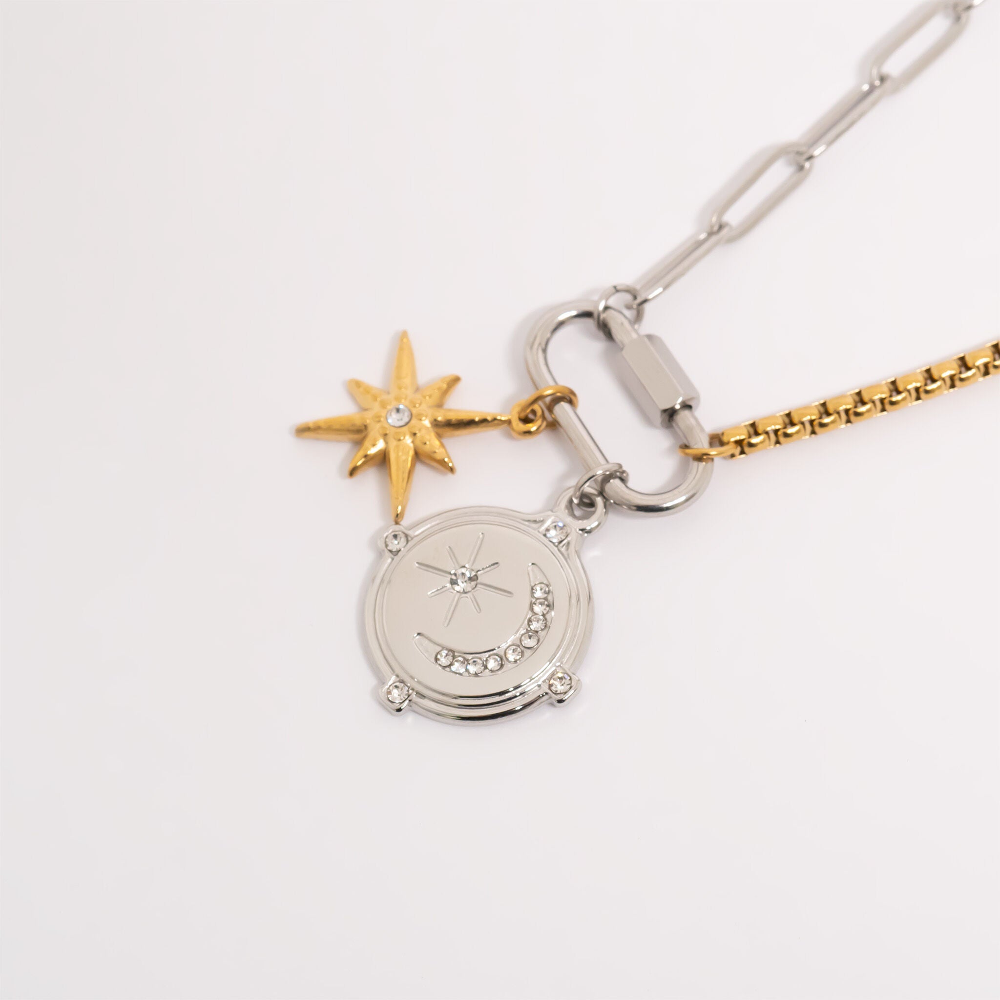 Stone Moon And Star Pendant